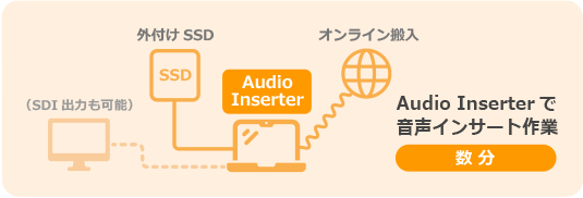 Audio Inserterで音声インサート作業、数分。